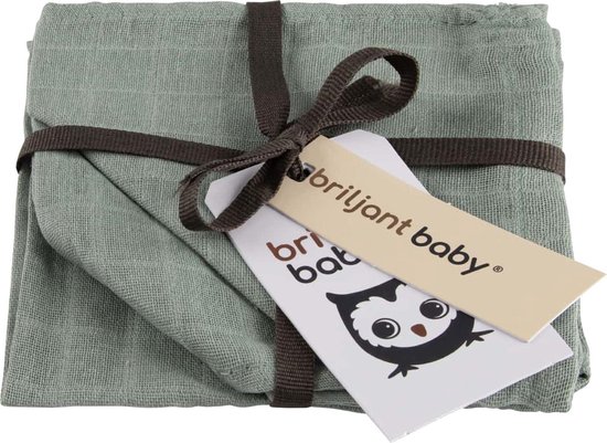Monddoekjes Briljant Baby Hydrofiel Uni Stonegreen 3st